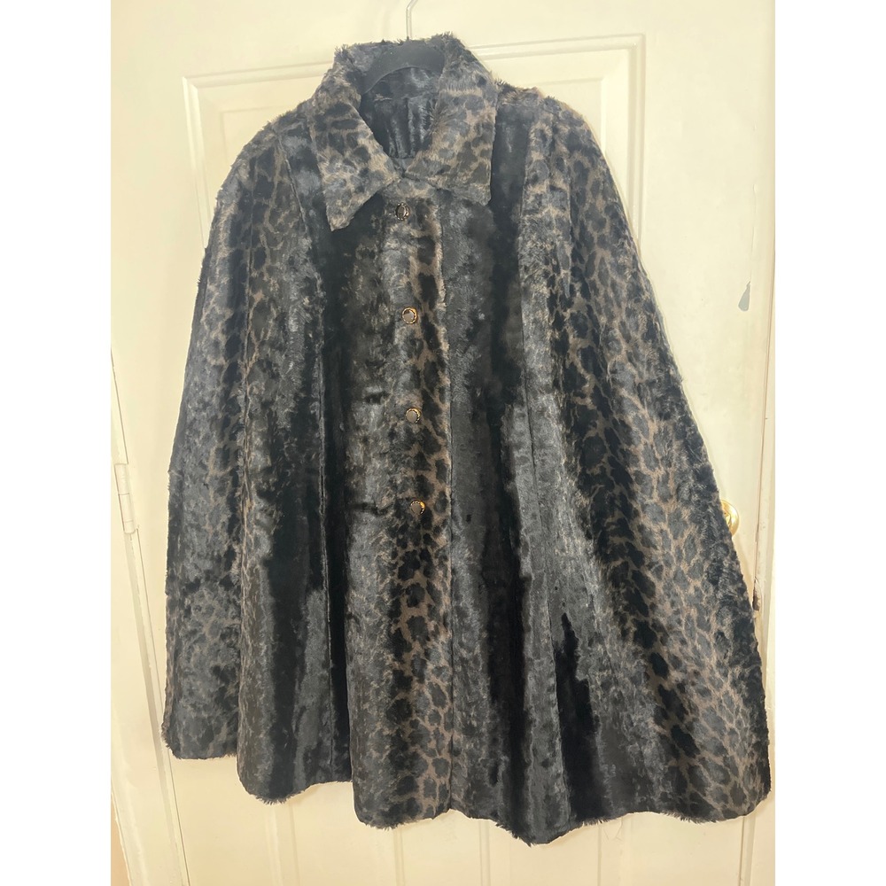 Vintage Leopard Print Faux Fur Swing Cape OS Custom Made Below Knee Monogrammed
